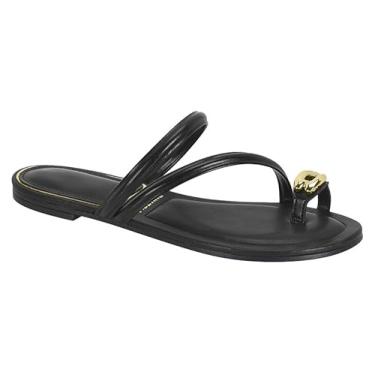 Imagem de Vizzano, SANDÁLIA RASTEIRINHA FEMININA VIZZANO 6528.104 DETALHE DOURADO Cor:Preto;Tamanho:37