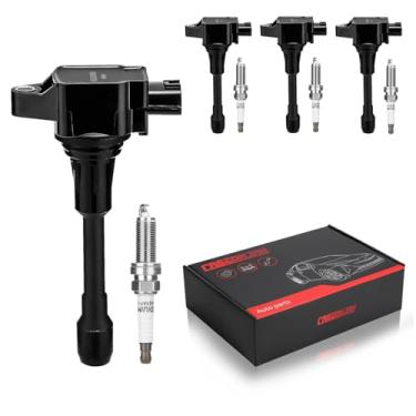 Imagem de CASEONJAN Pacote de bobinas de ignição UF549 e velas de ignição irídio, compatível com Nissan Sentra Altima Cube Rogue Versa Infiniti FX50 M56 QX60 NV200 NV350 Pathfinder substitui 22448-1HM0A UF549