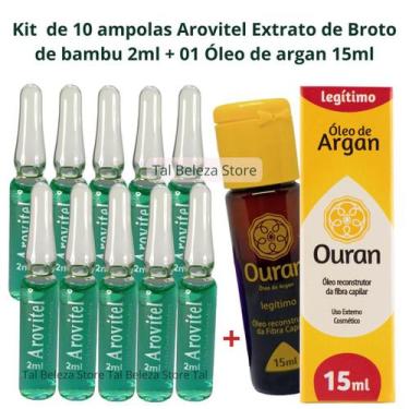 Imagem de Arovitel 10 Extrato de Broto De Bambu 2ml + 1 Óleo de argan Ouran 15 m