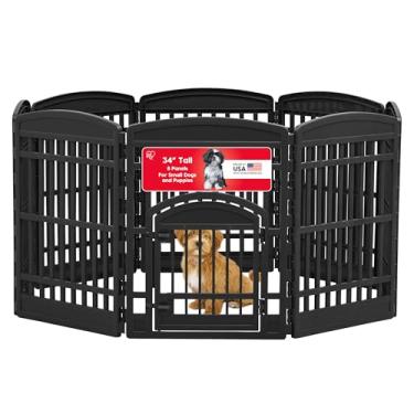 Imagem de IRIS EUA 86 cm cercadinho para cães com 8 painéis com porta, 150 x 160 x 99 cm, cercado para filhotes, caneta para brincar para cães dentro de casa, cerca para animais de estimação, animais de