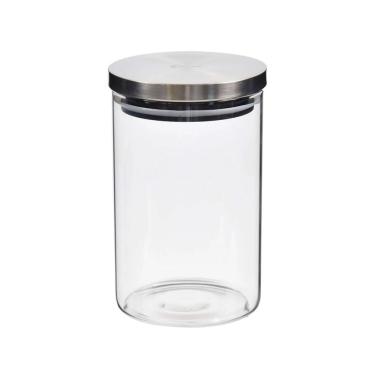 Imagem de Pote Redondo Em Vidro Com Tampa De Inox 1,5 Litros Kenya