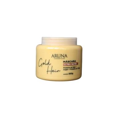 Imagem de Máscara Ultra Nutri Gold Hair Aruna Cosméticos 300g - Hidratação Profunda com Proteínas de Soja e Argan para Cabelos Quimicamente Tratados