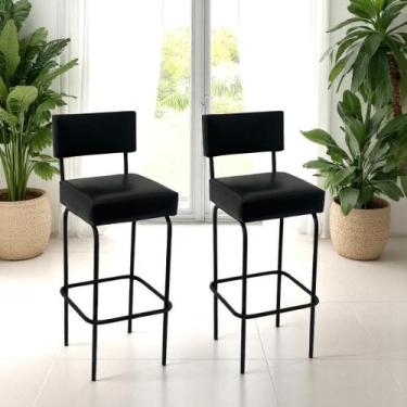 Imagem de Banqueta Tiffany Para Balcão Ferro Estofado Estilo Industrial preto - 