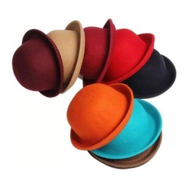 Imagem de Kit C/ 3 Chapéu Coco Feltro Feminina Cores Variados - oem, 3 de cor cl