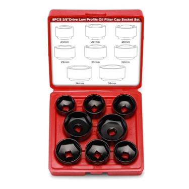 Imagem de Mayouko Conjunto de 8 peças de soquete de chave de filtro de óleo de perfil baixo de 3/20.3 cm, 24 mm, 27 mm, 28 mm, 29 mm, 30 mm, 32 mm, 36 mm, 38 mm, CR-V, kit de ferramentas de remoção e instalação
