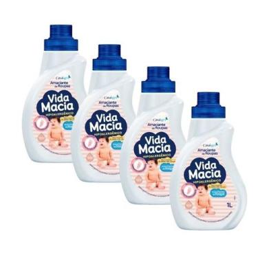Imagem de Kit 4 Amaciante Diluido Vida Macia Glicerina e Algodão 1L