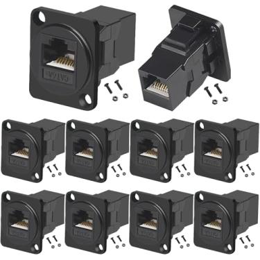 Imagem de PENGLIN Conector De Montagem Em Painel Cat6A Tipo D, Passagem Rj45 Fêmea Para Fêmea, Acoplador Rede Lan Ethernet Cat6A/Cat6/Cat5E/Cat5