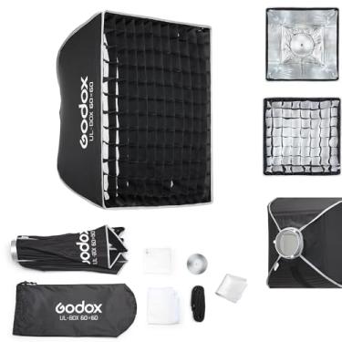 Imagem de Godox Softbox Godox 60 x 60 cm/23,6 x 23,6 polegadas de liberação rápida, suporte Bowens com difusores frontais e internos removíveis/aderência/placa difusora para fotografia, transmissão ao vivo e