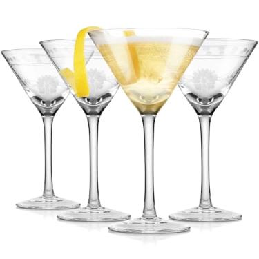 Imagem de Royalrose Taças de vinho vintage premium Delight, 255 g – sopradas à mão com haste longa gravada, vidro clássico para casamentos, jantares e presentes de Natal (copos de martini)