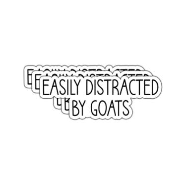 Imagem de (3 peças) Adesivo Facilmente Distracted by Goat Frases Engraçadas Citações Humorísticas Vinil Decalque Presente para Tumbler Laptop Kindle Garrafas de Água Livros Telefone - Tamanho 1,1 x 3