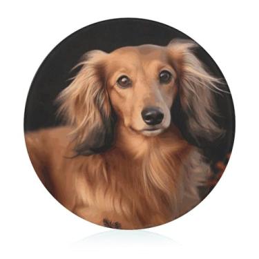 Imagem de Tábua de cortar para cozinha, antiderrapante, resistente ao calor, fácil de limpar, tábua de corte de dachshund de cabelos compridos - Presente de cozinha ideal para cozinheiros domésticos