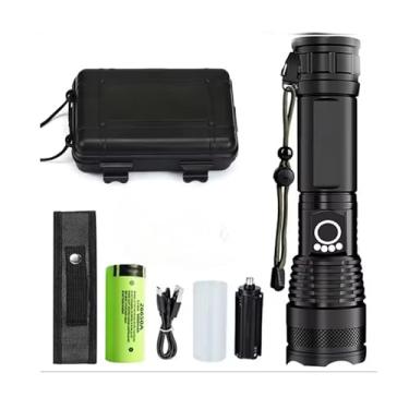 Imagem de Lanterna Tática Militar LED Mais Forte do Mundo Super Potência Alumínio, Fazendo Acampamento Pescaria