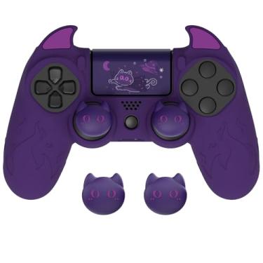 Imagem de PlayVital Cute Demon Controller Skin for ps4 with Thumb Grips & Stickers, Kawaii Anti-Slip Silicone Controller Cover Grip Protector for ps4 Slim/Pro Controller - Purple