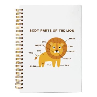 Imagem de VNWEK Caderno de leão – Presentes de leão para meninas, crianças, mulheres, presentes temáticos de leão, caderno fofo para mulheres e meninas, caderno espiral parte do corpo do leão, 14 x 20 cm,