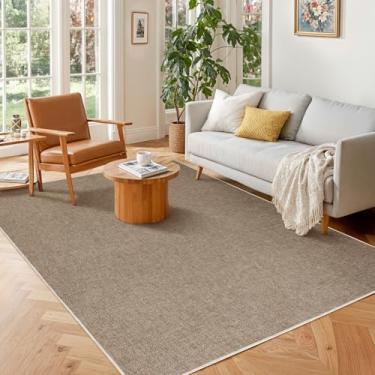 Imagem de LBRO2M Tapete de juta sintética 10 x 10 redondo lavável para sala de estar, sala de jantar, quarto, aparência de juta natural, tapete durável, sólido, sem queda, ecológico (10 x 15 natural)