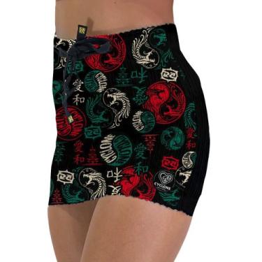 Imagem de Saia Cyclone Veludo Yang Dragon Light, Preto, Vermelho, PP