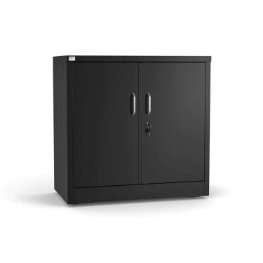 Imagem de Armário Baixo de Aço Reforçado com Fechadura Escritório Preto