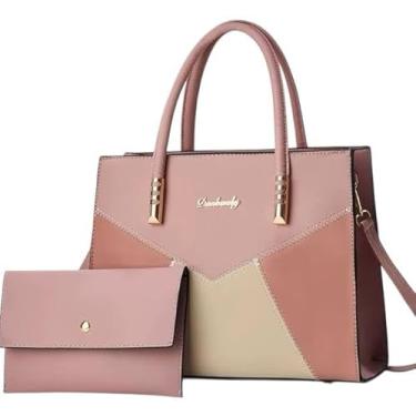 Imagem de Bolsa Feminina My Ek Com Carteira Linha Premium (Rosa com Bege)
