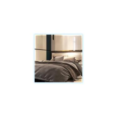 Imagem de Espelho Quadrado Lapidado Led 50x50 Luz Indireta Decorativo Luxo Camarim Closet Banheiro (Frio)