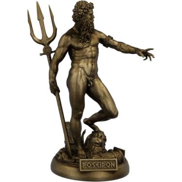 Imagem de Estátua Poseidon Deus Grego - Estatueta Netuno - Versão 3 (Cor Ouro Velho)