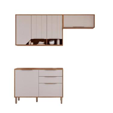 Imagem de Kit Armário Cozinha Compacta Celeste 200cm 6 Portas e Balcão