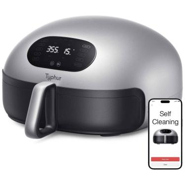 Imagem de Fritadeira Elétrica Airfryer 5L Inteligente com Auto Limpeza e Cesta para Lava Louça, 110V 1750W, Typhur, Prata