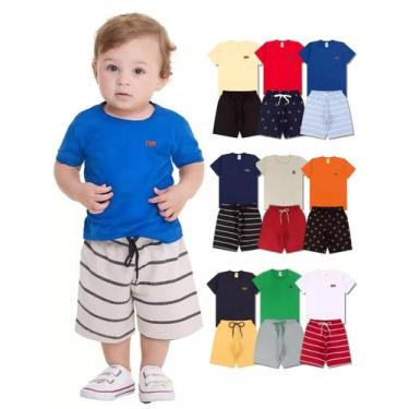 Imagem de Kit com 5 Camisetas Básicas Infantil para bebê Versátil Confortável e 
