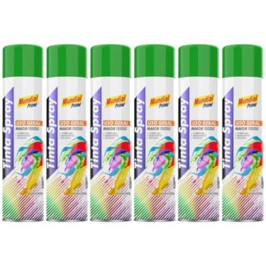Imagem de Kit 6 Tinta Aerossol Spray Verde Bandeira Uso Geral 400ml/240g Mundial Prime