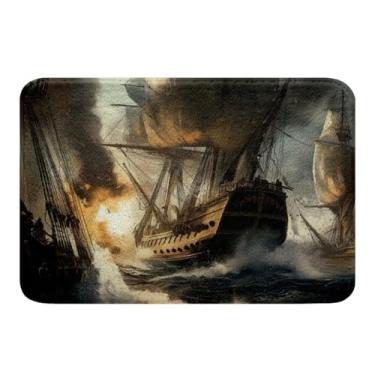 Imagem de Erosebridal Tapete de banho para veleiro 40,6 cm x 61 cm, conjunto de tapete de banheiro náutico pirata para decoração de quarto de crianças, meninos, homens, veleiro, navio à vela, tapete de banho