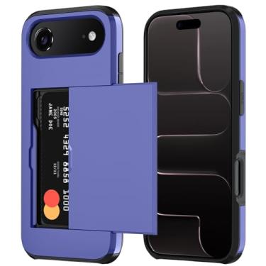 Imagem de Qinmay Capa carteira compatível com iPhone 17 Air, suporte de cartão embutido, camada dupla protetora resistente à prova de choque com compartimento para cartão oculto, capa fina para celular para