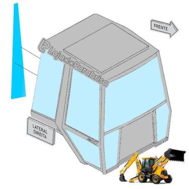 Imagem de Vidro Canto Traseiro Direito para Retroescavadeira JCB 3C - Código 827