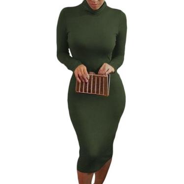 Imagem de Vestido rosa Queen de manga comprida Bodycon Midi para mulheres, verde