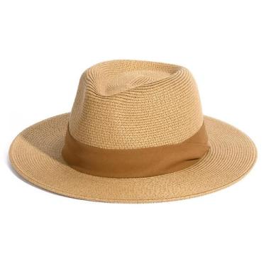 Imagem de Chapéu Panamá de palha FURTALK Wide Brim Fedora UPF 80 para mulheres