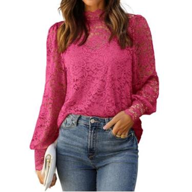 Imagem de Blusa HOTOUCH rosa transparente com camadas de renda feminina rosa cho