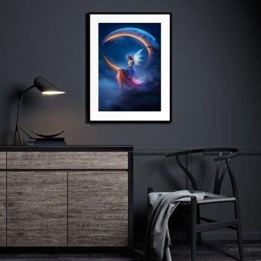 Imagem de Quadro Decorativo Fada Com Lua - 60X48Cm