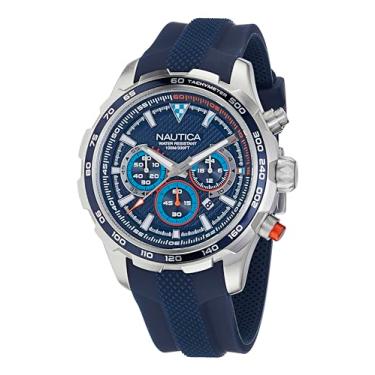 Imagem de Nautica Relógio masculino NAPNSF303 NST Chrono com pulseira de silicone azul, Azul