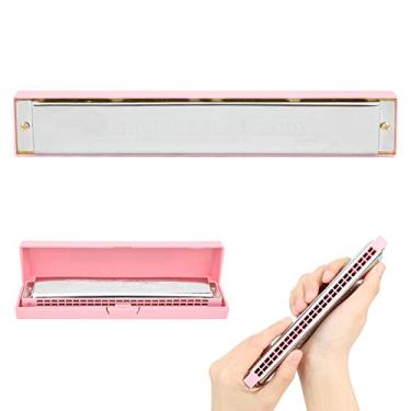 Imagem de RiToEasysports Profissional Harmônica Boca órgão Diatônico Harpa C Chave Tubo de Bronze para Crianças Gravação Festa Azul (Rosa)