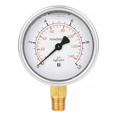 Imagem de Manômetro De Pressão Com Glicerina 0 A 10 Bar / 0 A 150 Psi