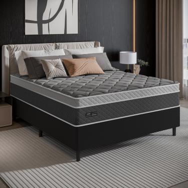 Imagem de Cama Box Casal 138cm Molas Ensacadas Ferrara Umaflex Base 2CEN - Cinza com Preto