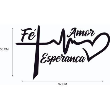 Imagem de Adesivo Decorativo Parede Frase Fé Amor Esperança - V3 Shop