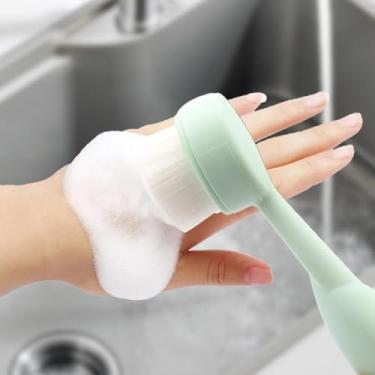 Imagem de 1 escova de lavagem facial manual pequena com cerdas pequenas para limpeza profunda do rosto, escova de limpeza facial, ferramenta de beleza