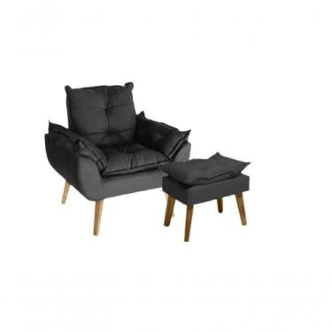 Imagem de Poltrona-cadeira Decorativa Com Puff Glamour Opala Com Pés Quadrado Pr