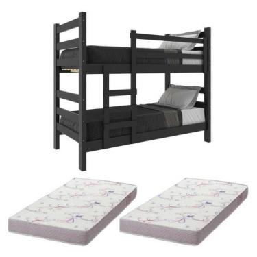 Imagem de Beliche Madeira Maciça Com Colchões Dubai Cr4158 Preto - MULTIMOVEIS