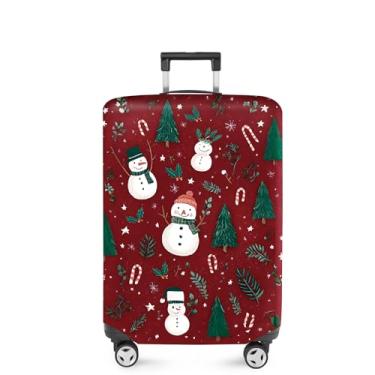 Imagem de FOREVER QUEEN Capa protetora elástica para bagagem de Natal serve para acessórios de viagem de 50 a 86 cm, Boneco de neve - árvore de Natal, L(fits 28-30Inch suitcase), Mármore