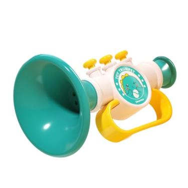 Imagem de Esquirla Brinquedo de trompete pequeno, instrumento musical de desenvolvimento, brincadeira e aprendizado para crianças de 2 a 3 anos, aprendizado inicial, Verde