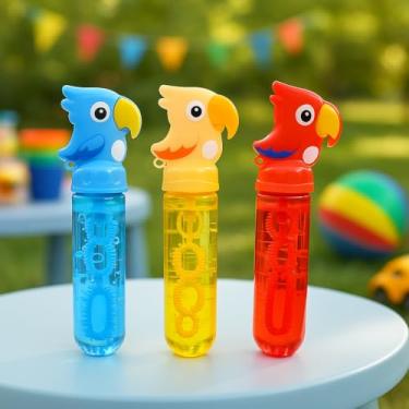 Imagem de Kit 24 Bolhas de Sabão Lembrancinha Unisex Festa Infantil Papagaio 3 Cores Azul Vermelho e Amarelo Lembrança Aniversário Revenda