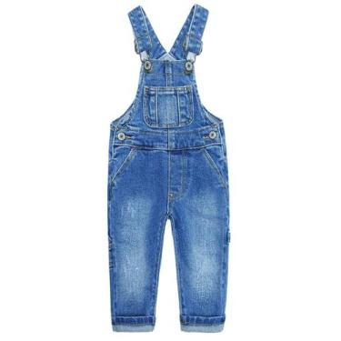 Imagem de Macacão jeans KIDSCOOL SPACE para bebês e crianças, azul claro