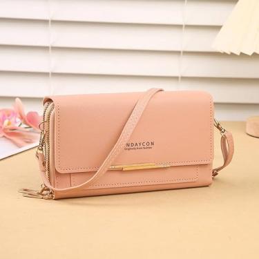 Imagem de Bolsa transversal pequena para mulheres, bolsa para celular, bolsa de ombro feminina, carteira com compartimentos para cartão de crédito, Rosa claro, Medium, Rosa claro