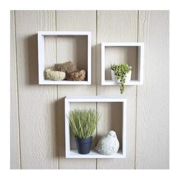 Imagem de Kit 3 Nichos Decorativos de Parede, Branco, Quadrados, para Sala, Quarto e Escritório, Organizador Modular