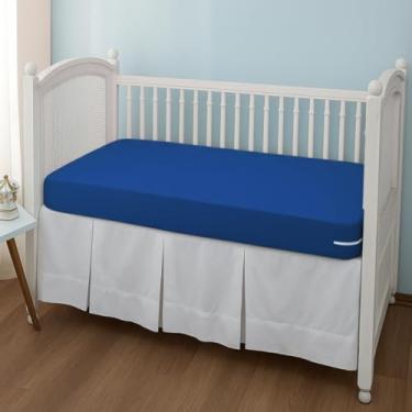Imagem de Capa Para Colchão de Berço Malha Gel Grossa Lisa Lavável C/Zíper Ajustável Reforçada 1,30cm x 70cm (Azul royal)